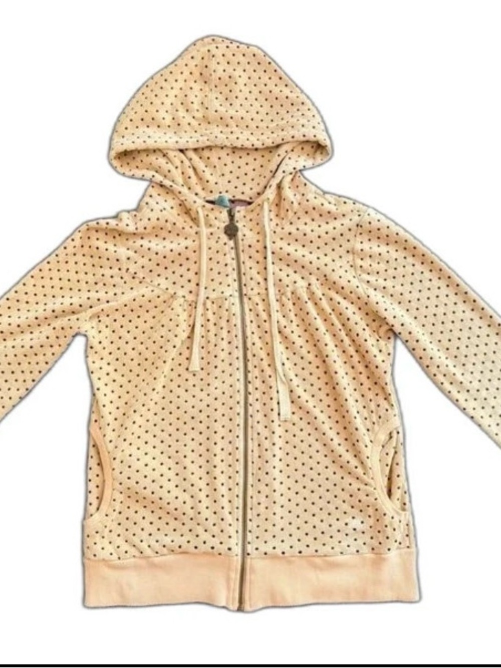Rare FARM Rio Brazil Velour Polka Dot Zip Hoodie Y2K M